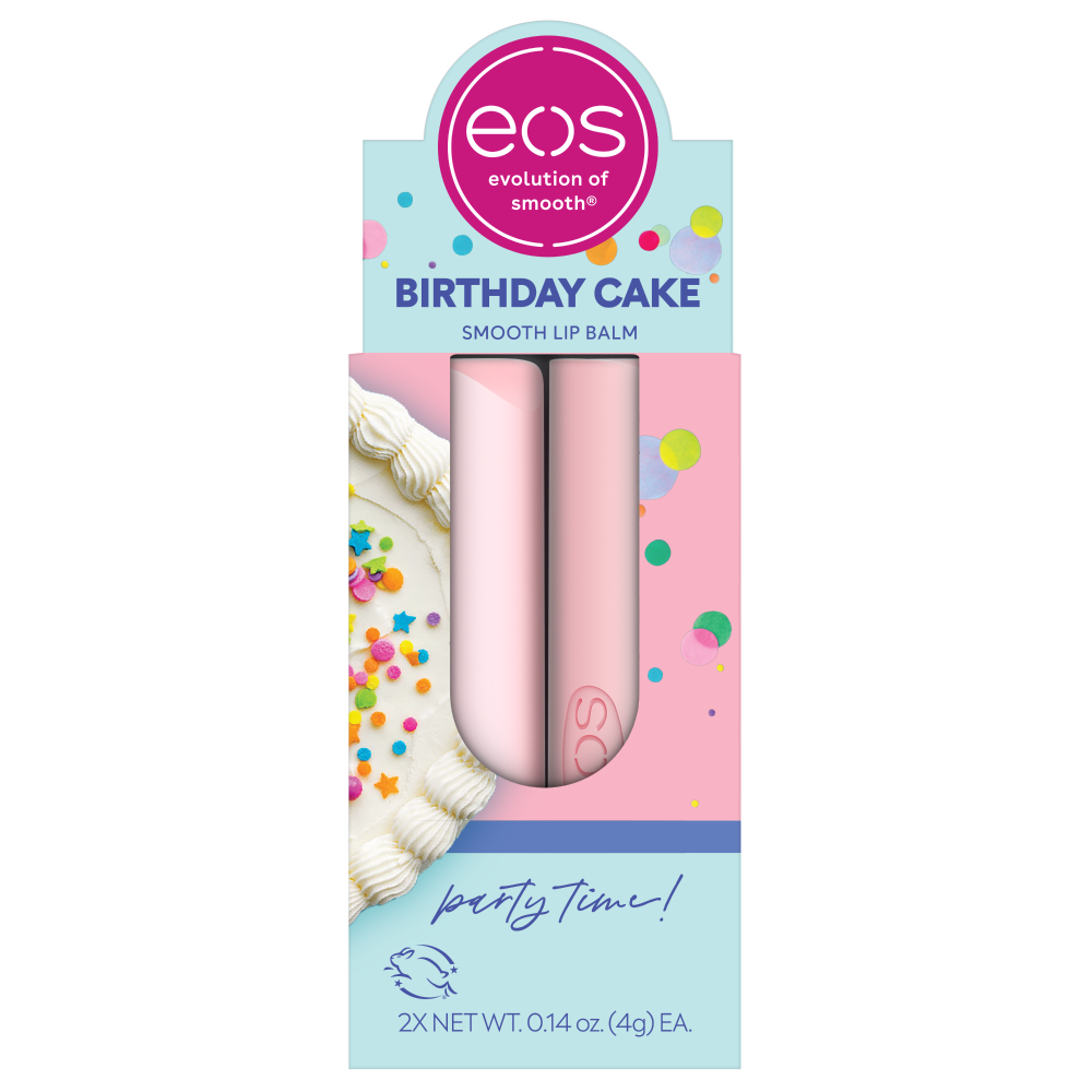 slide 1 of 1, EOS Lip Balm Birthday Cake, 2 ct