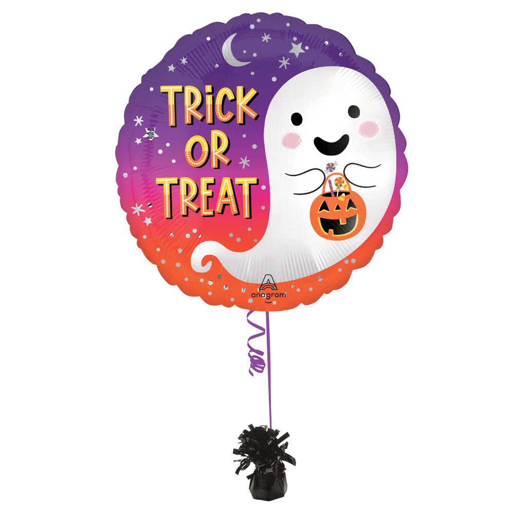 slide 3 of 4, Trick or Treat Helium Filled Balloon, 17 in