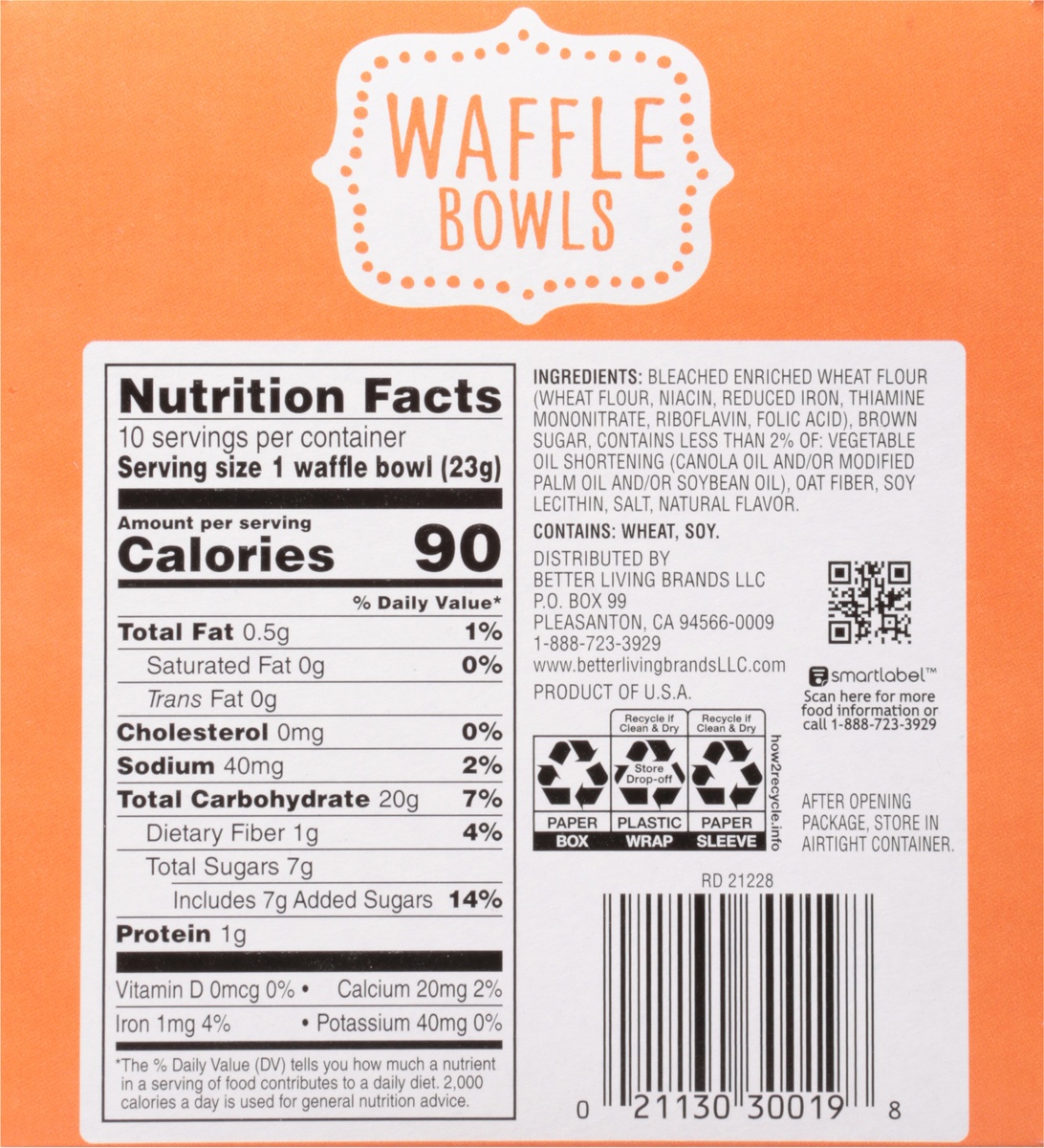 Signature SELECT Waffle Bowls Sweet Crispy 10 Count - 7 Oz