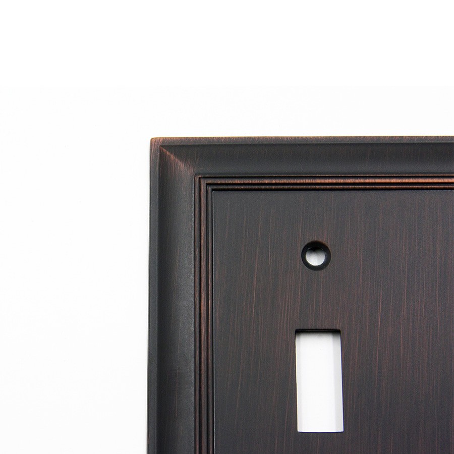 slide 3 of 4, allen + roth Cosgrove 2 -Gang Oil-rubbed bronze Zinc Indoor Toggle Wall Plate, 1 ct
