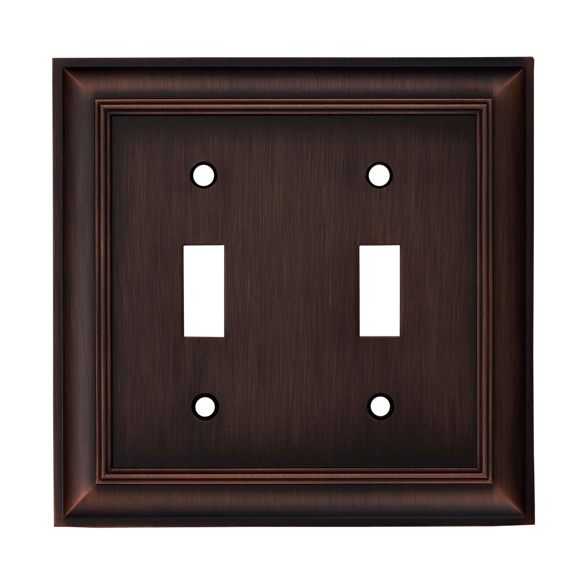 slide 1 of 4, allen + roth Cosgrove 2 -Gang Oil-rubbed bronze Zinc Indoor Toggle Wall Plate, 1 ct