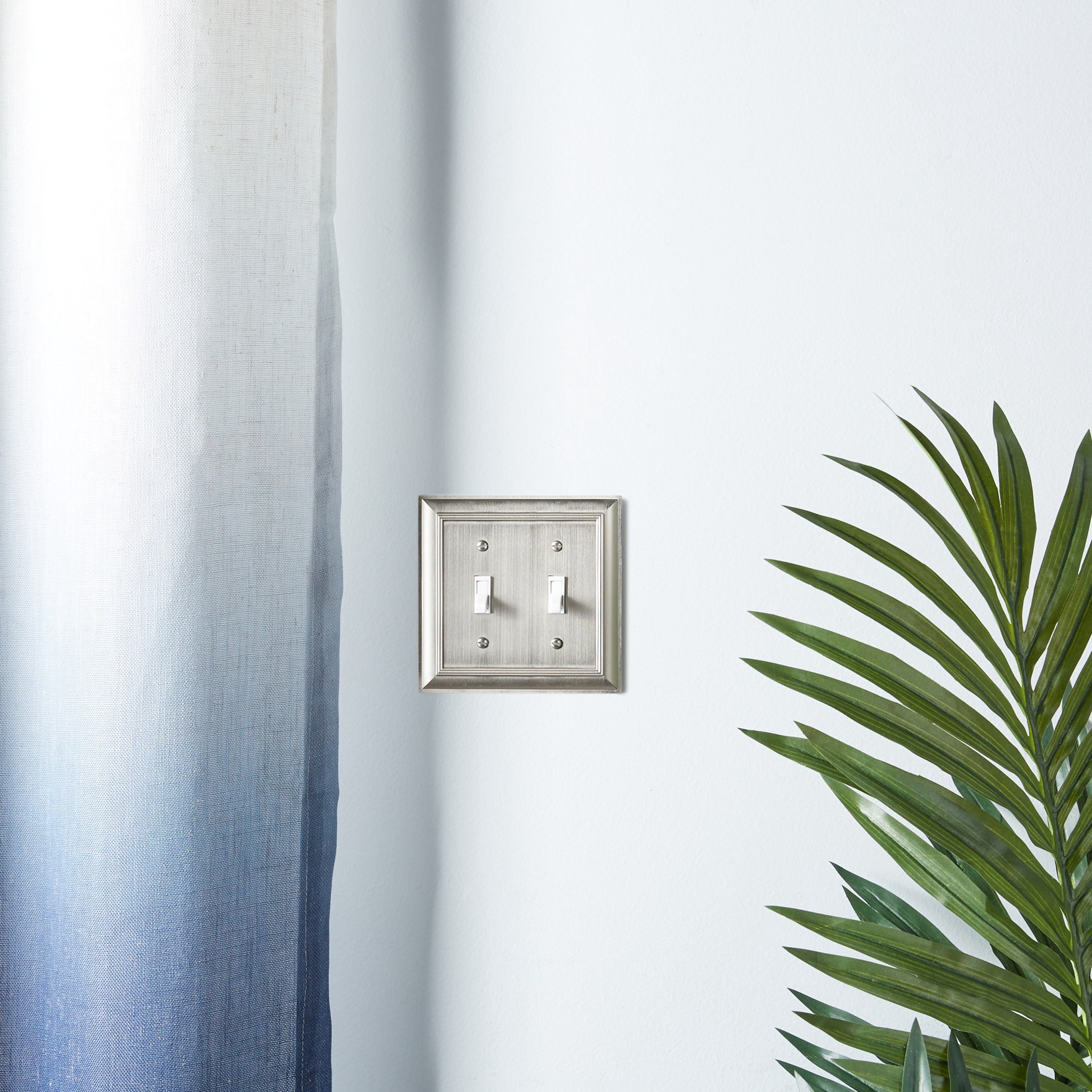 slide 2 of 4, allen + roth Cosgrove 2 -Gang Satin nickel Zinc Indoor Toggle Wall Plate, 1 ct