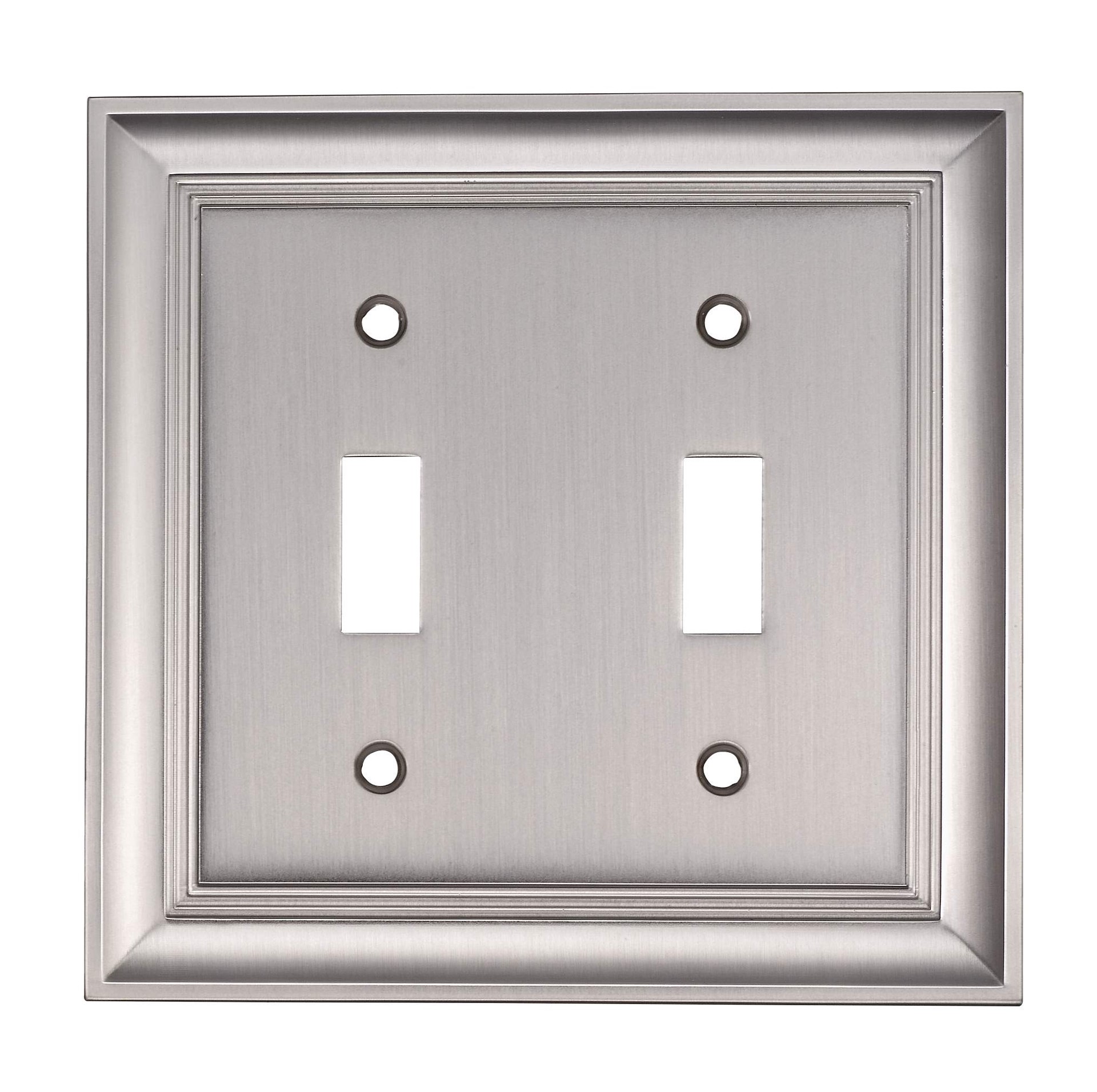 slide 1 of 4, allen + roth Cosgrove 2 -Gang Satin nickel Zinc Indoor Toggle Wall Plate, 1 ct