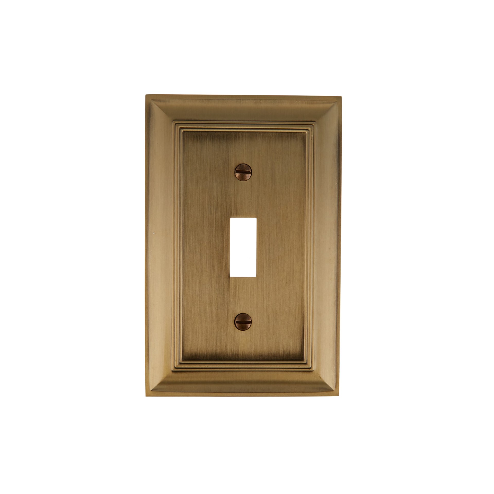 slide 3 of 5, allen + roth Cosgrove 1 -Gang Antique brass Zinc Indoor Toggle Wall Plate, 1 ct