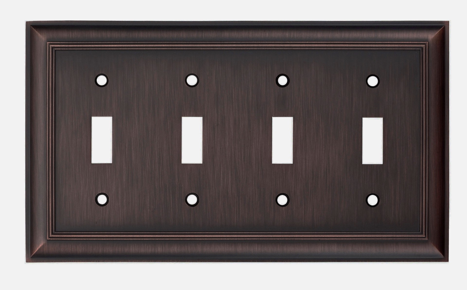slide 1 of 2, allen + roth Cosgrove 4 -Gang Oil-rubbed bronze Zinc Indoor Toggle Wall Plate, 1 ct