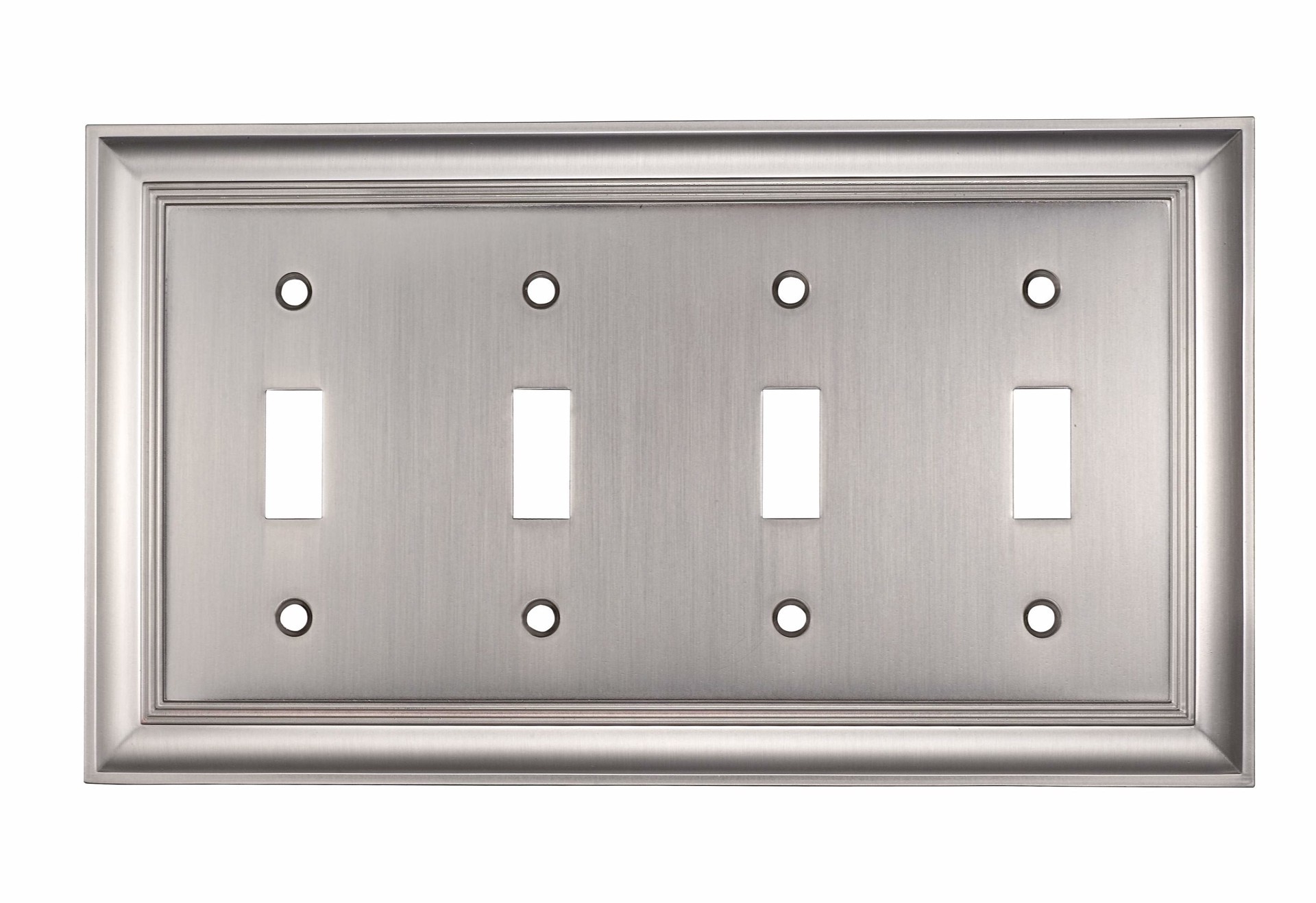 slide 1 of 2, allen + roth Cosgrove 4 -Gang Satin nickel Zinc Indoor Toggle Wall Plate, 1 ct