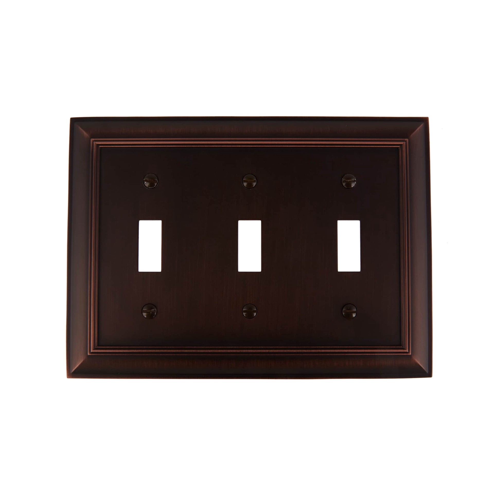 slide 3 of 5, allen + roth Cosgrove 3 -Gang Oil-rubbed bronze Zinc Indoor Toggle Wall Plate, 1 ct