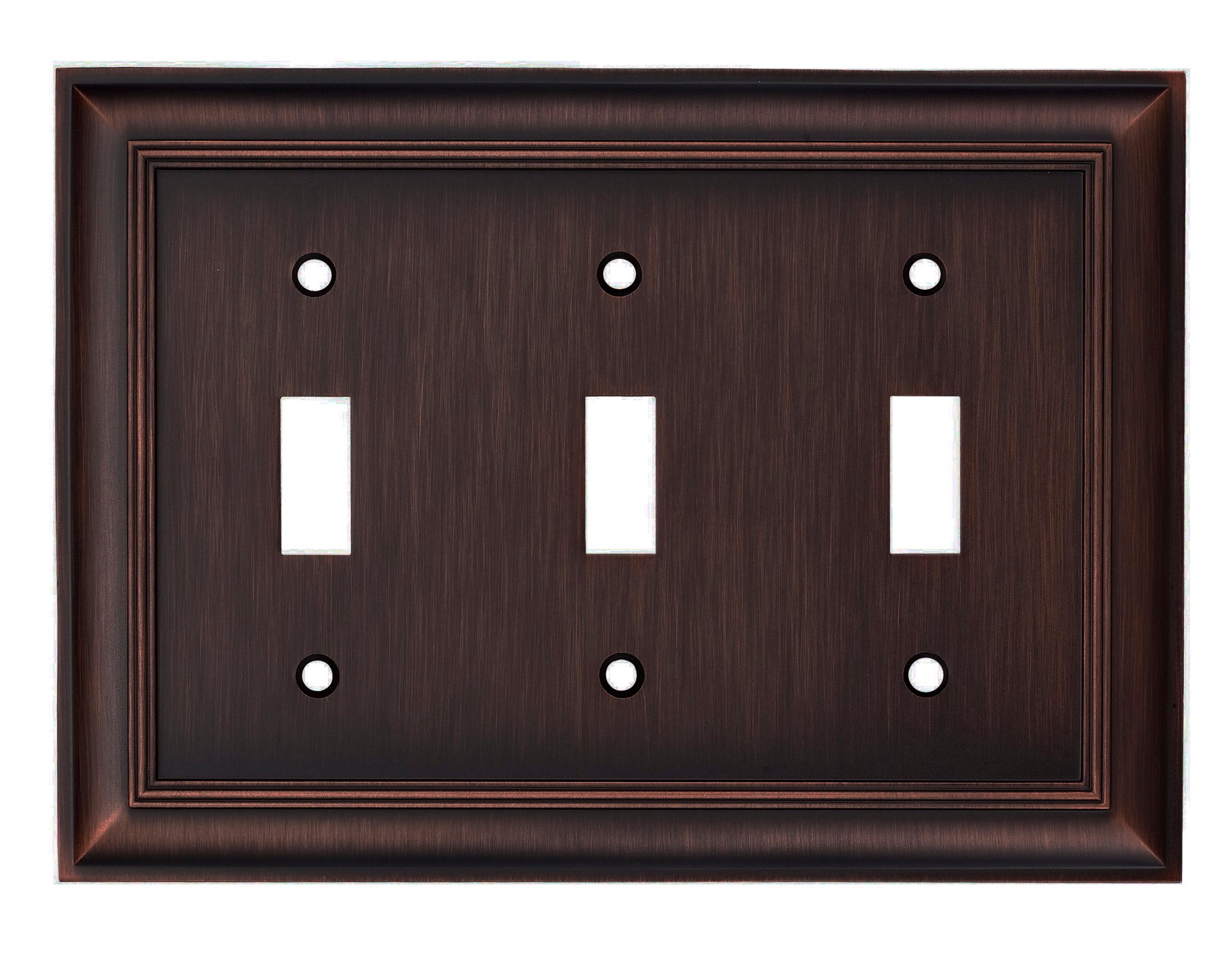 slide 1 of 5, allen + roth Cosgrove 3 -Gang Oil-rubbed bronze Zinc Indoor Toggle Wall Plate, 1 ct