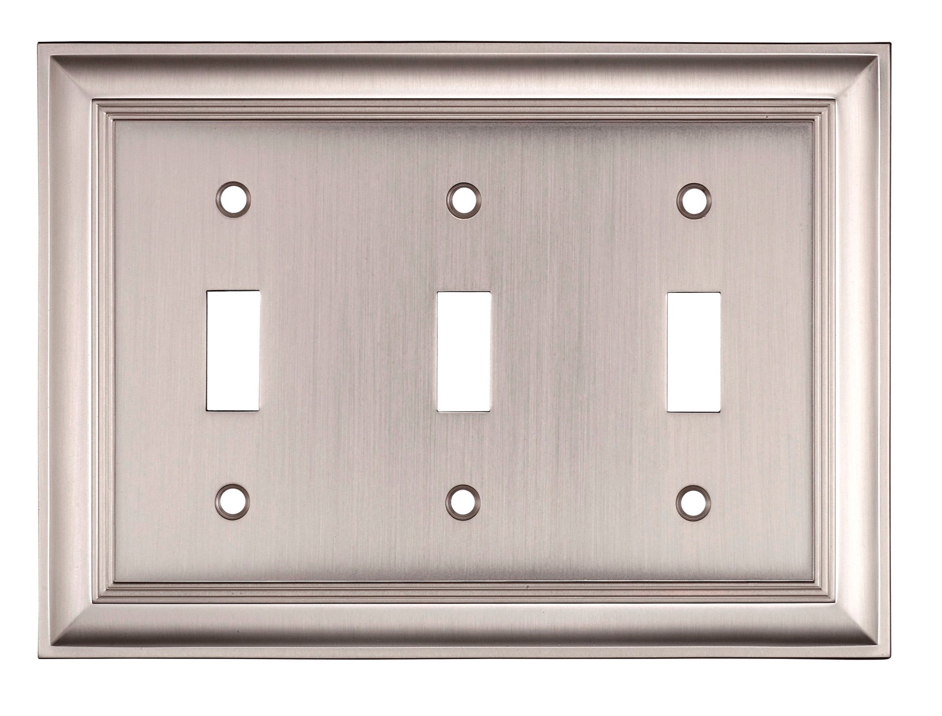 slide 1 of 2, allen + roth Cosgrove 3 -Gang Satin nickel Zinc Indoor Toggle Wall Plate, 1 ct