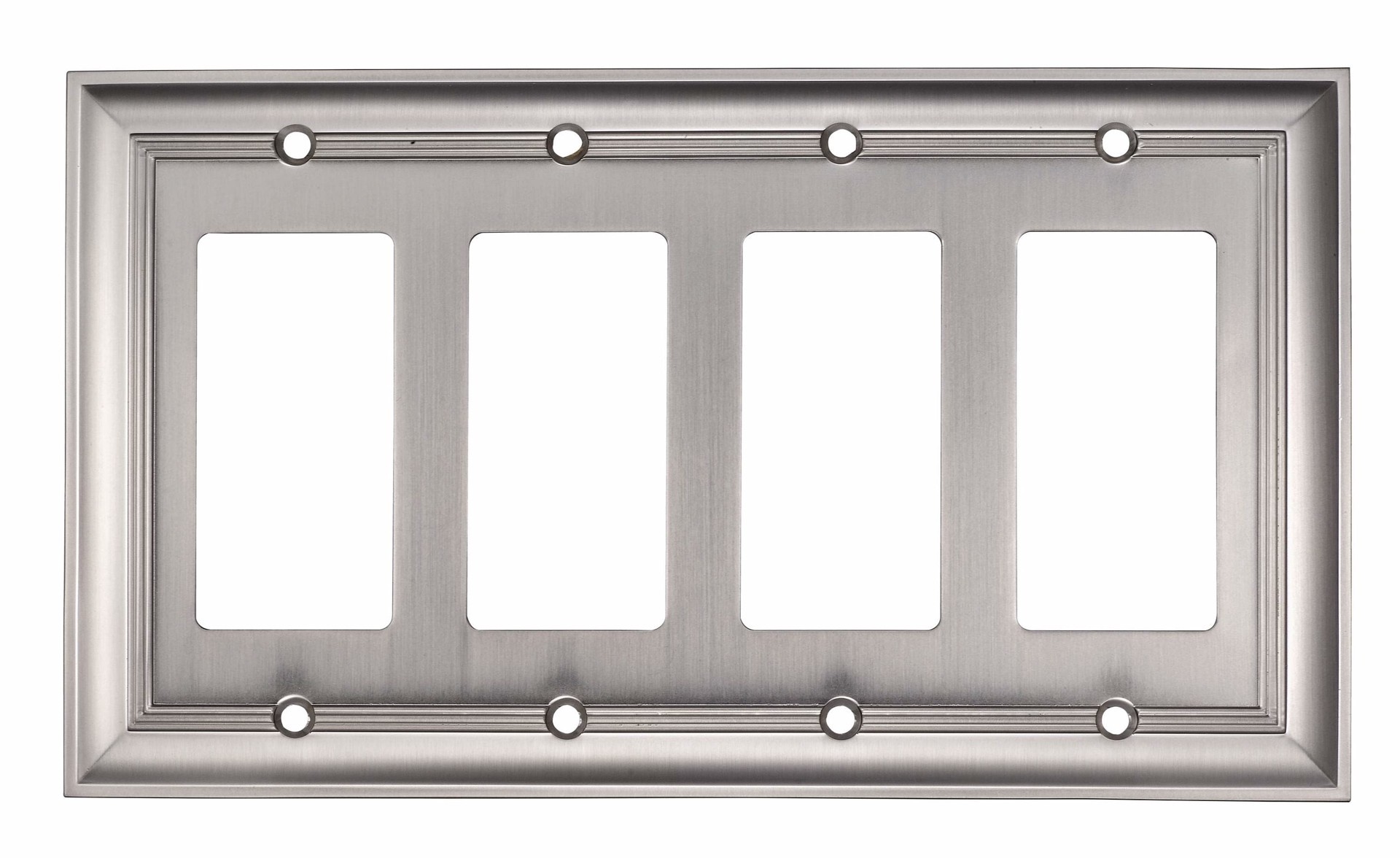 slide 1 of 2, allen + roth Cosgrove 4-Gang Satin Nickel Zinc Indoor Decorator Wall Plate, 1 ct