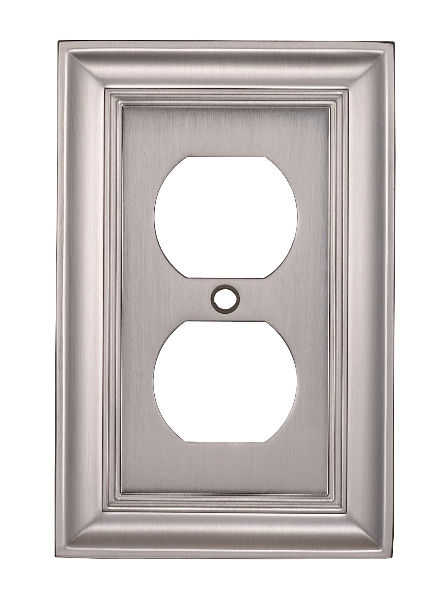 slide 1 of 4, allen + roth Cosgrove 1 -Gang Satin nickel Zinc Indoor Duplex Wall Plate, 1 ct