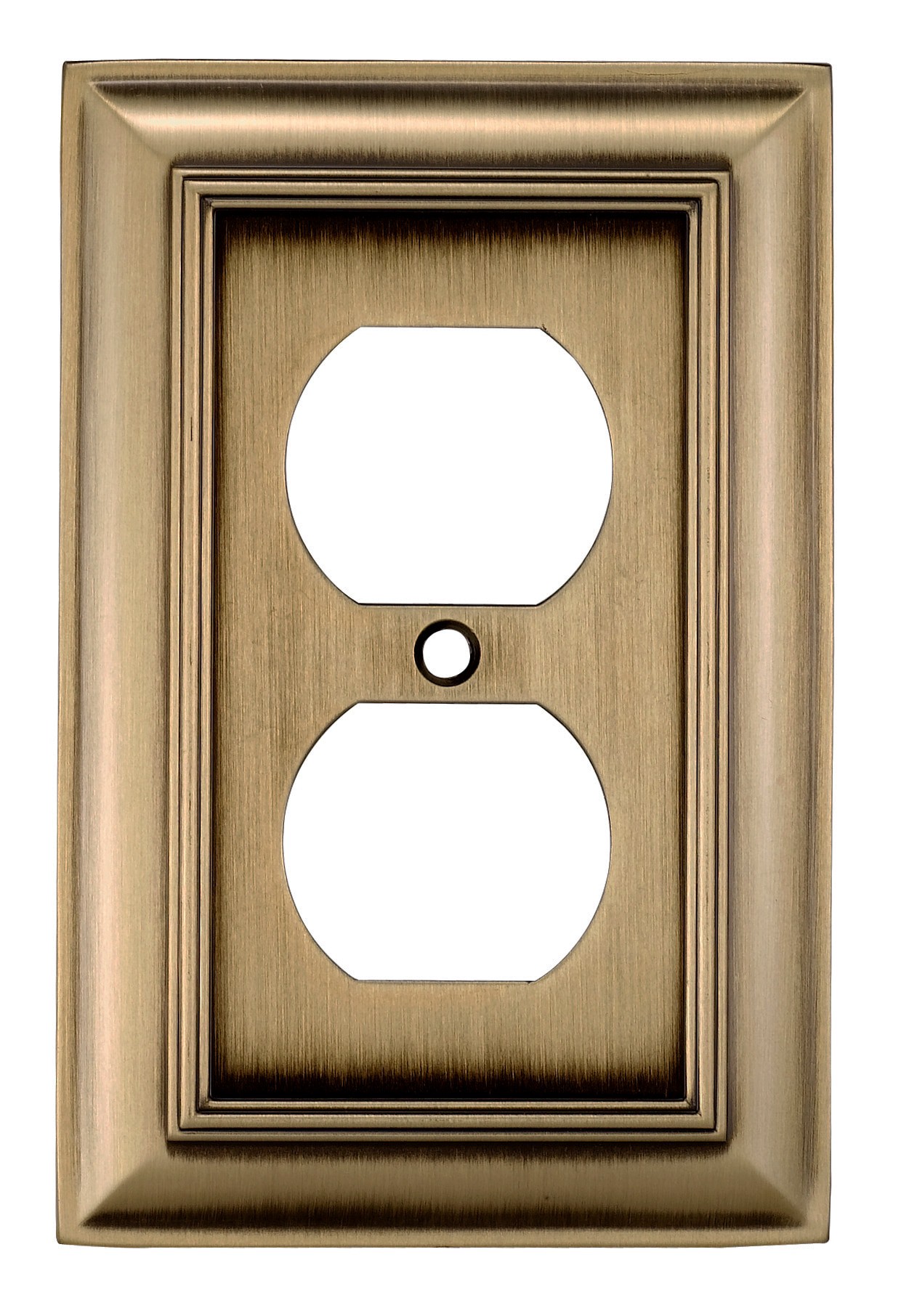 slide 1 of 4, allen + roth Cosgrove 1 -Gang Antique brass Zinc Indoor Duplex Wall Plate, 1 ct