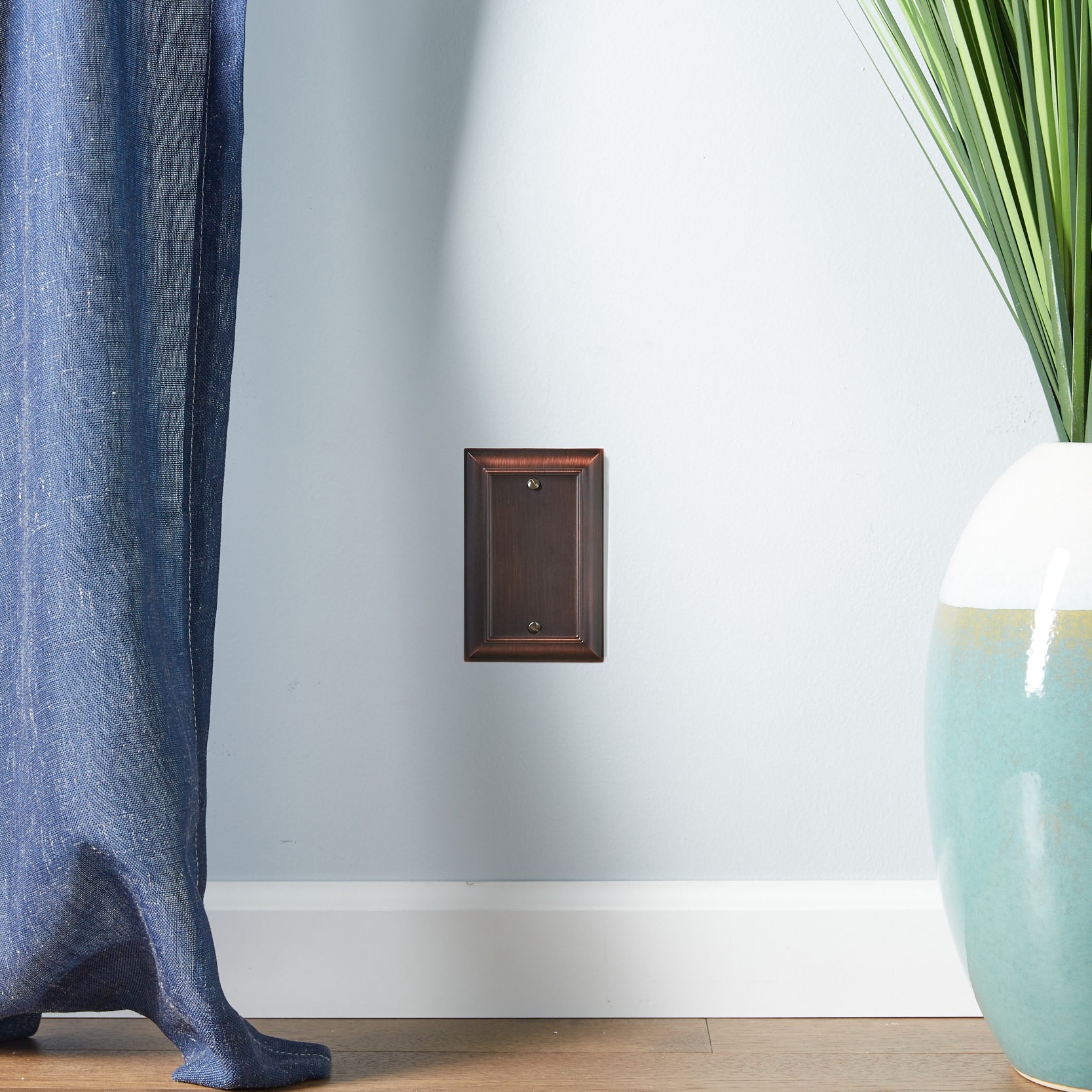 slide 2 of 5, allen + roth 1 -Gang Oil-rubbed bronze Zinc Indoor Blank Wall Plate, 1 ct