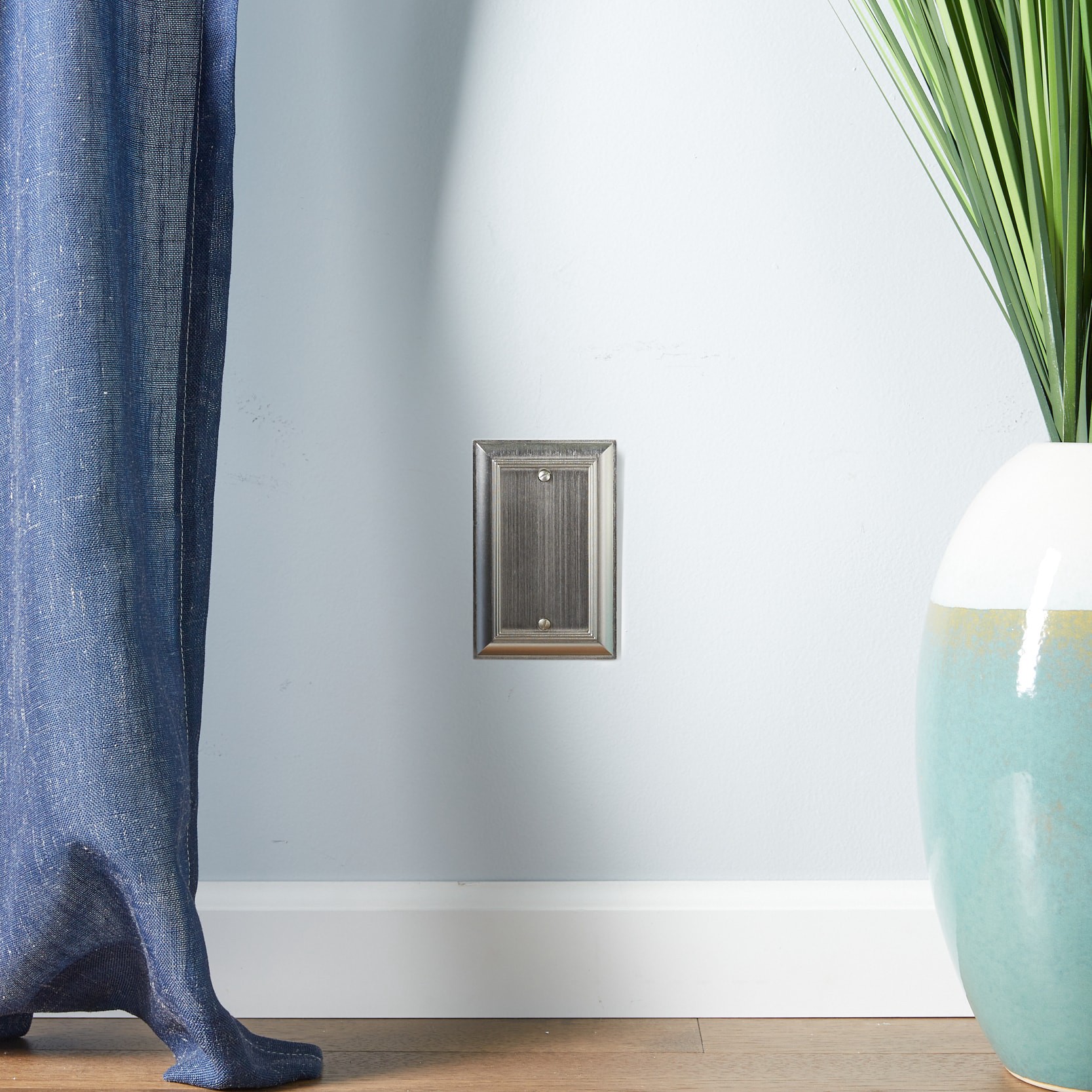 slide 2 of 3, allen + roth Cosgrove 1 -Gang Satin nickel Zinc Indoor Blank Wall Plate, 1 ct