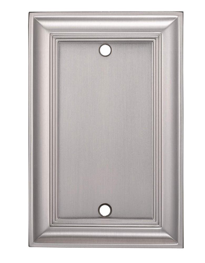 slide 1 of 3, allen + roth Cosgrove 1 -Gang Satin nickel Zinc Indoor Blank Wall Plate, 1 ct