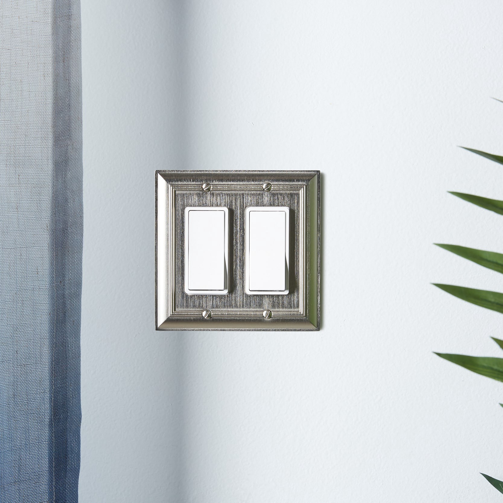 slide 2 of 5, allen + roth Cosgrove 2 -Gang Satin nickel Zinc Indoor Decorator Wall Plate, 1 ct