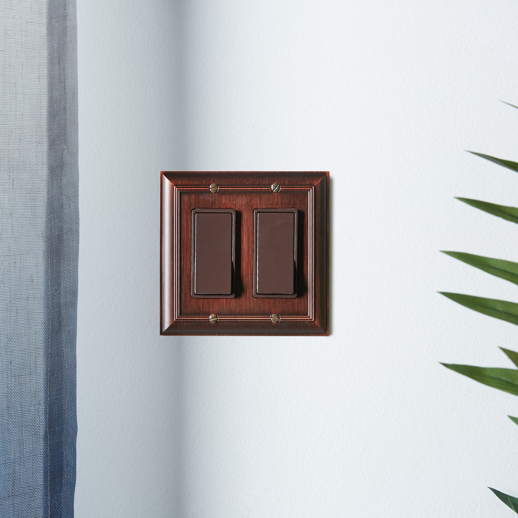 slide 2 of 3, allen + roth Cosgrove 2 -Gang Oil-rubbed bronze Zinc Indoor Decorator Wall Plate, 1 ct