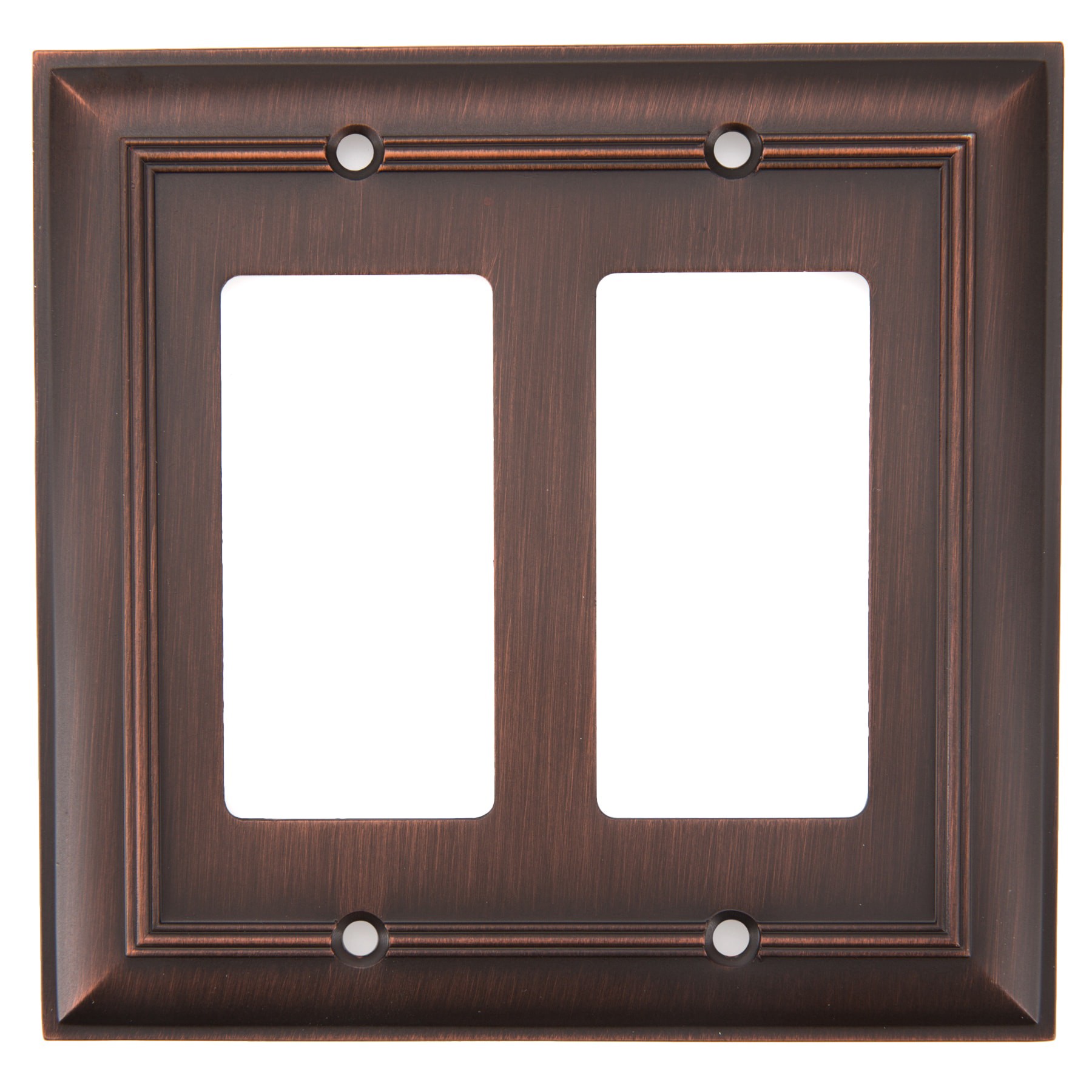 slide 1 of 3, allen + roth Cosgrove 2 -Gang Oil-rubbed bronze Zinc Indoor Decorator Wall Plate, 1 ct