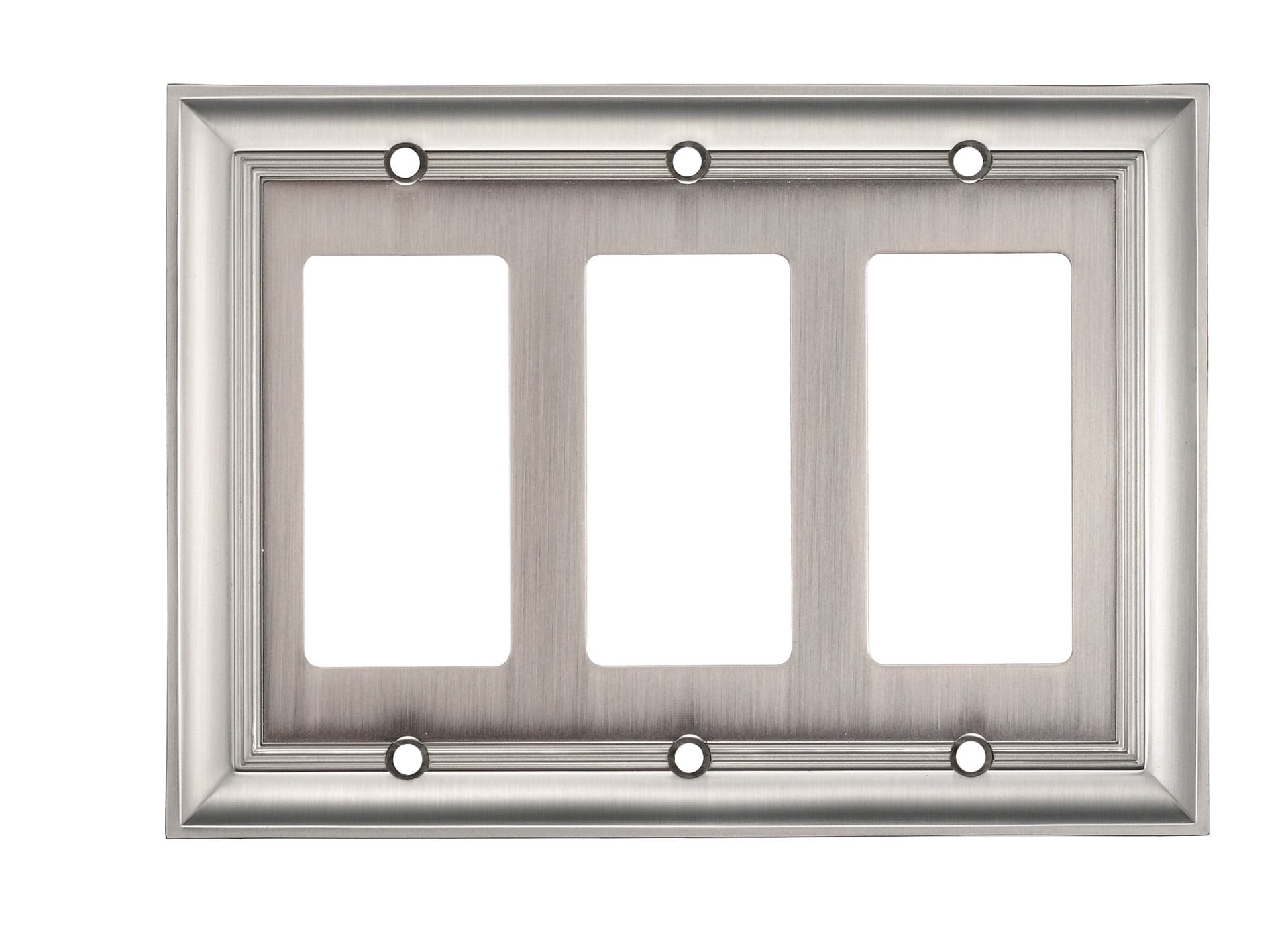 slide 1 of 2, allen + roth Cosgrove 3 -Gang Satin nickel Zinc Indoor Decorator Wall Plate, 1 ct