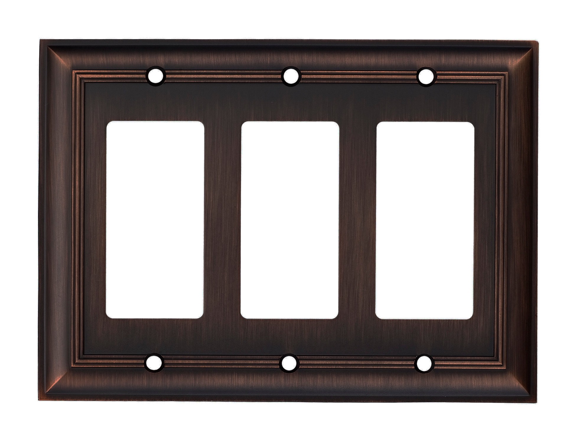 slide 1 of 4, allen + roth Cosgrove 3 -Gang Oil-rubbed bronze Zinc Indoor Decorator Wall Plate, 1 ct