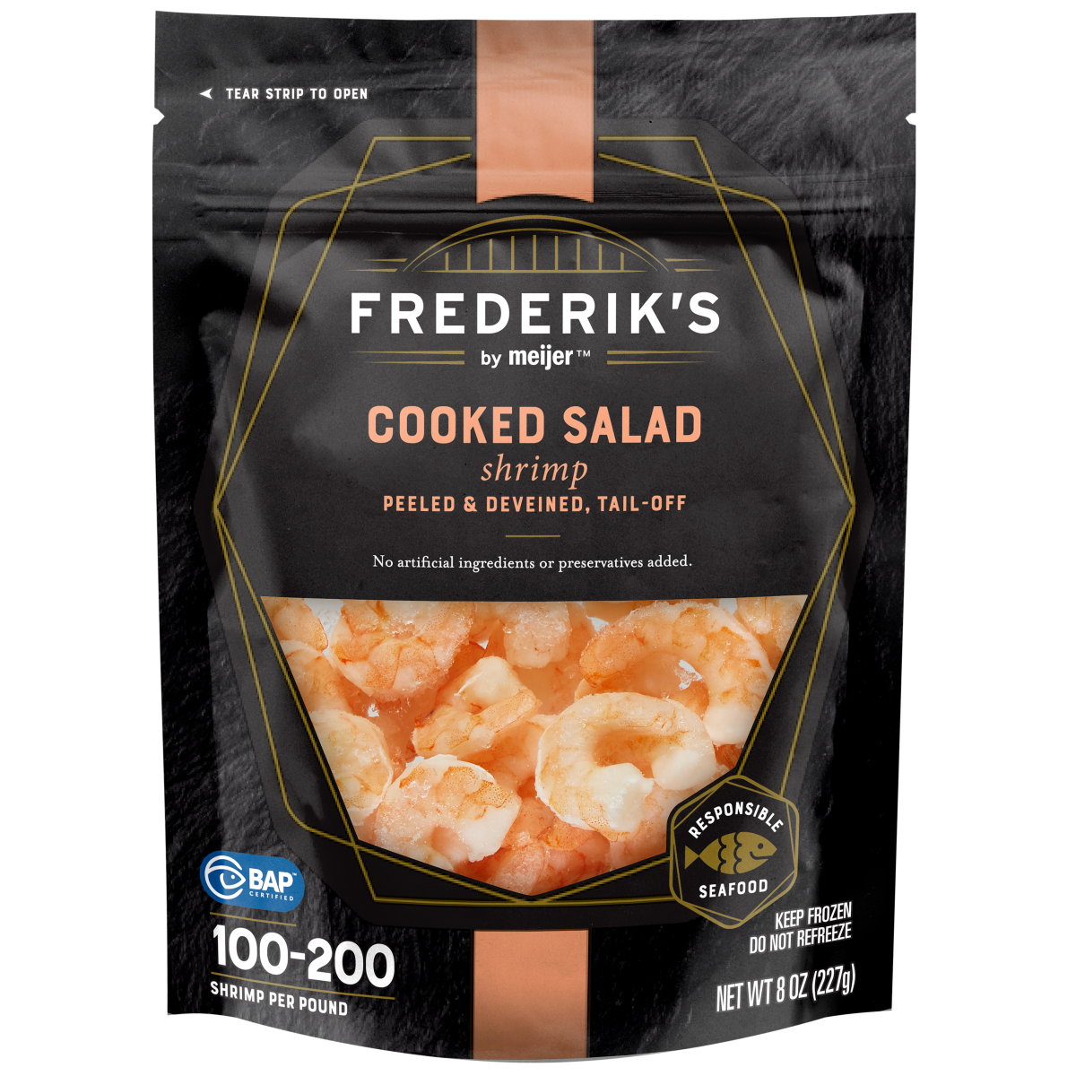 slide 1 of 5, Frederiks by Meijer 100/200 Cooked Salad Shrimp, 8 oz, 8 oz