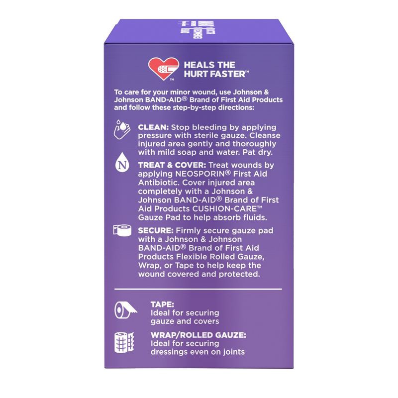 slide 6 of 7, Johnson & Johnson Brand Cushion Care Gauze Pads, Small, 2 in x 2 in - 10 ct, 10 ct