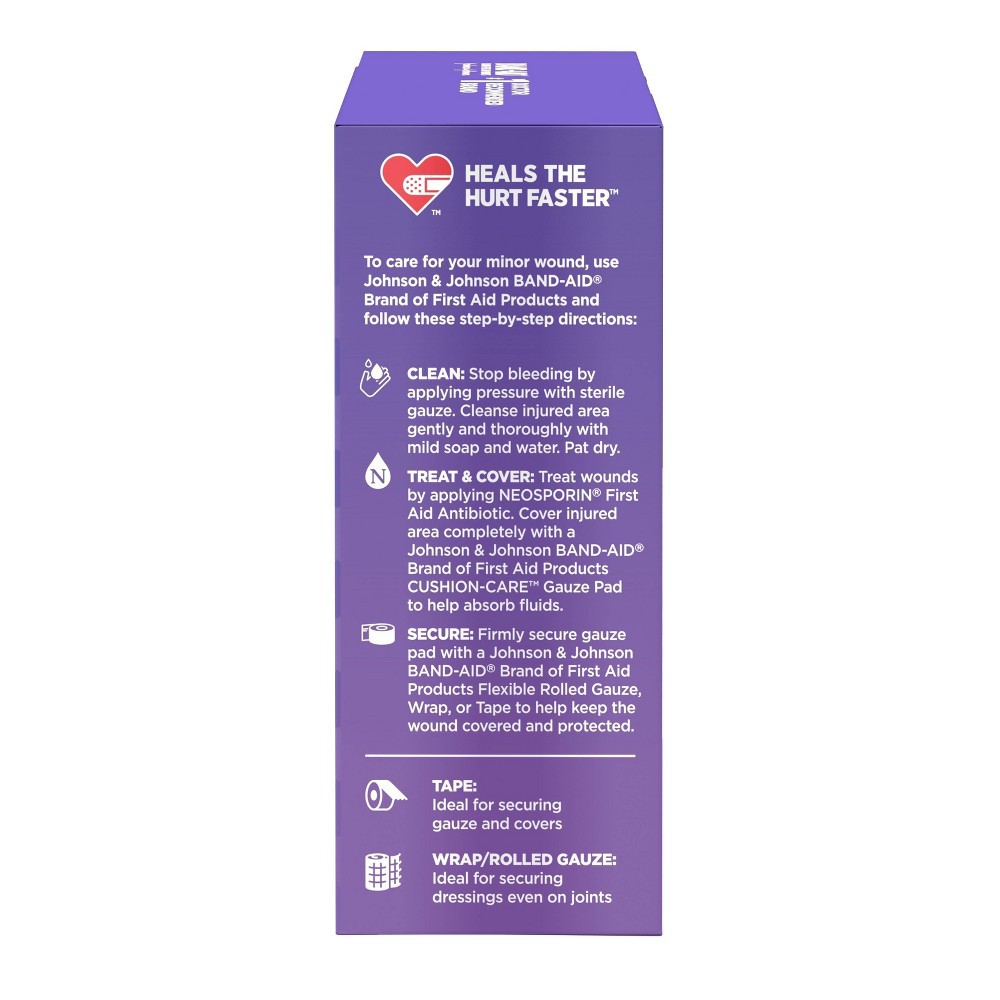 slide 3 of 9, Johnson & Johnson Band-Aid Brand Cushion Care Gauze Pads, Large, 4 in x 4 in - 10 ct, 10 ct