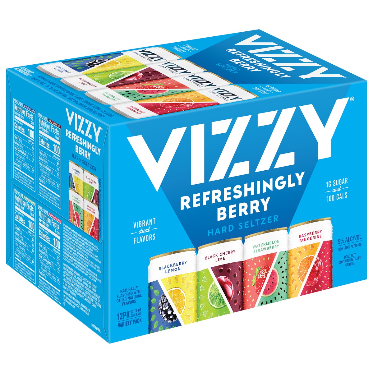 slide 9 of 9, Vizzy Variety Pack 2 Vizzy Hard Seltzer Berry Variety Pack, 12 Pack, 12 fl oz Cans, 5% ABV, 12 fl oz