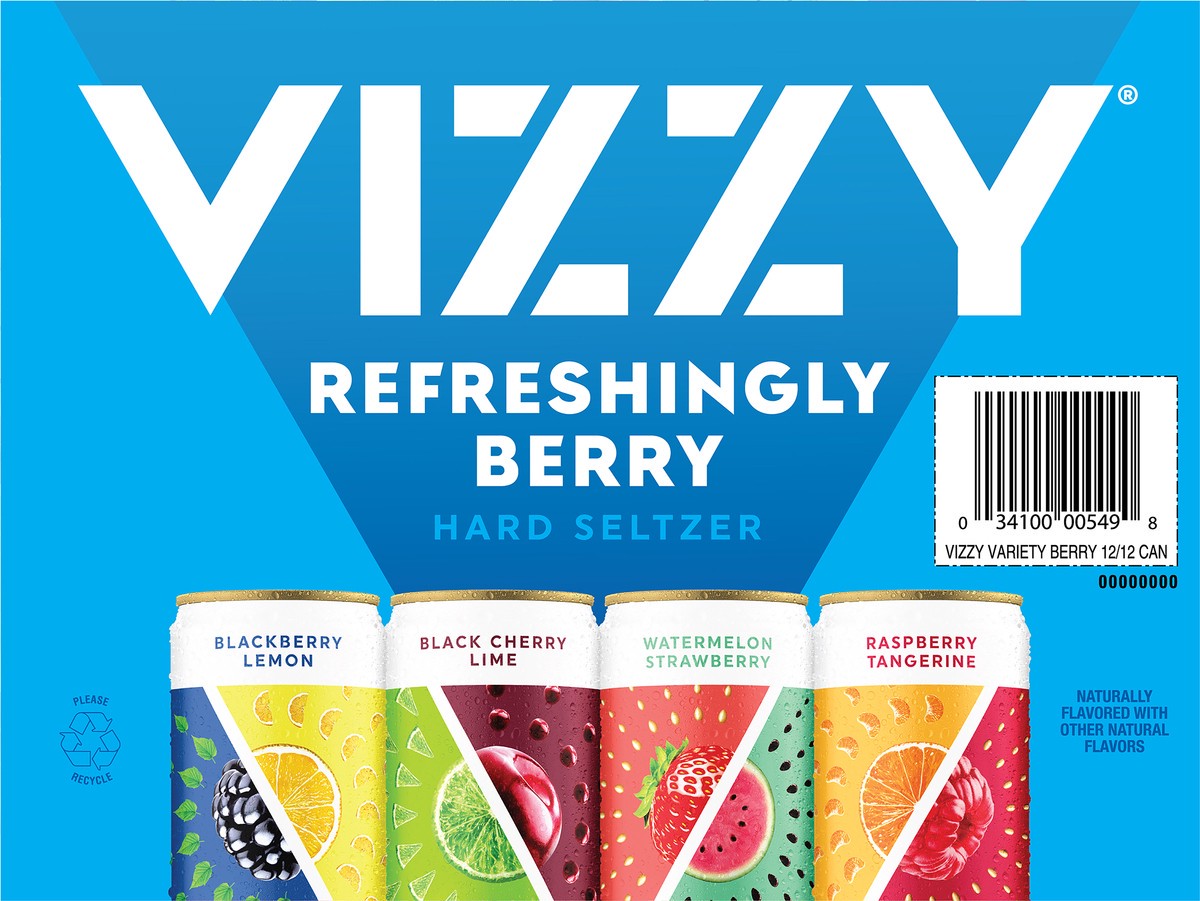 slide 4 of 9, Vizzy Variety Pack 2 Vizzy Hard Seltzer Berry Variety Pack, 12 Pack, 12 fl oz Cans, 5% ABV, 12 fl oz