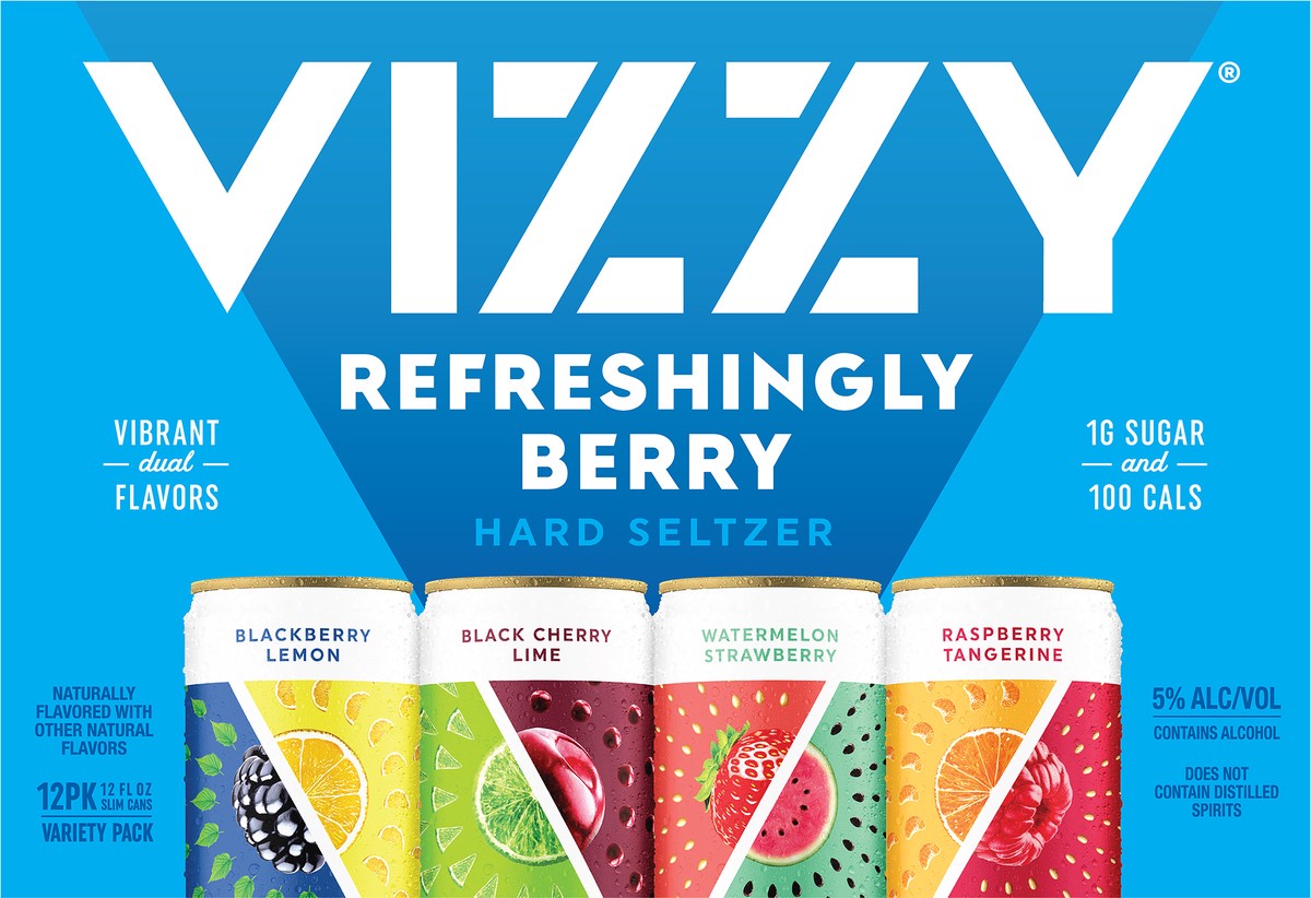 slide 2 of 9, Vizzy Variety Pack 2 Vizzy Hard Seltzer Berry Variety Pack, 12 Pack, 12 fl oz Cans, 5% ABV, 12 fl oz