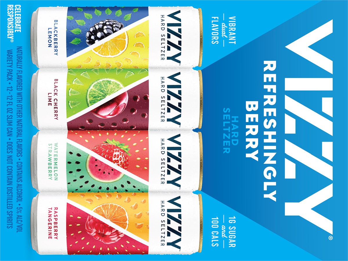 slide 6 of 9, Vizzy Variety Pack 2 Vizzy Hard Seltzer Berry Variety Pack, 12 Pack, 12 fl oz Cans, 5% ABV, 12 fl oz