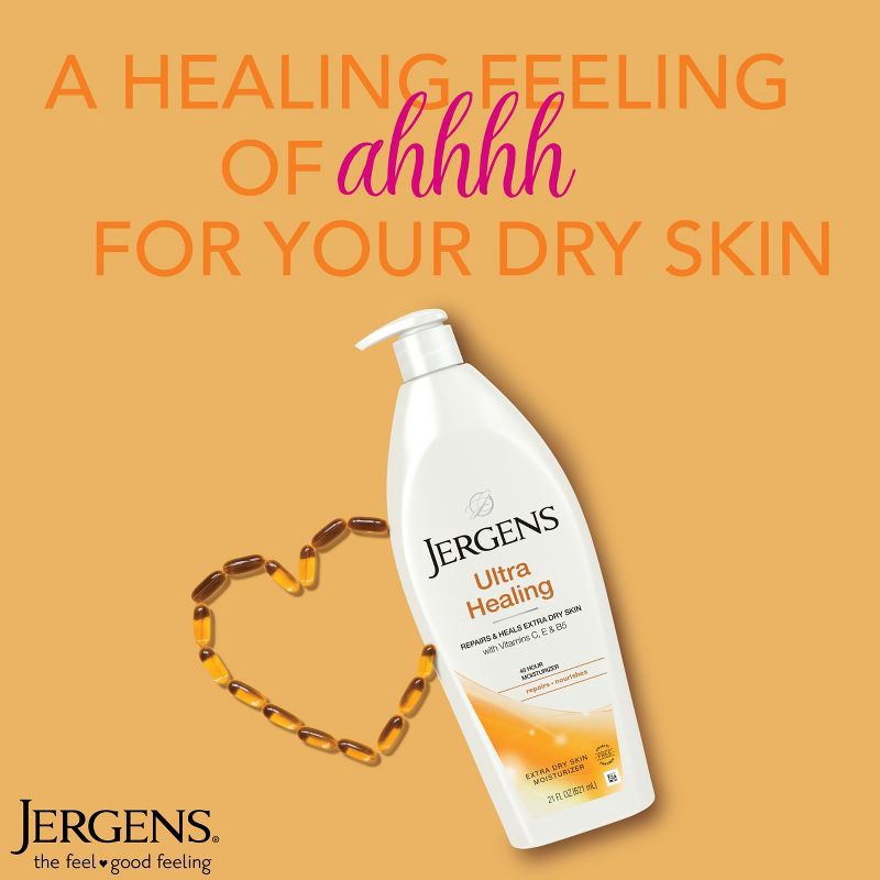 slide 3 of 9, Jergens Ultra Healing Hand and Body Lotion, Dry Skin Moisturizer with Vitamins C, E, and B5 Scented - 21 fl oz, 21 fl oz