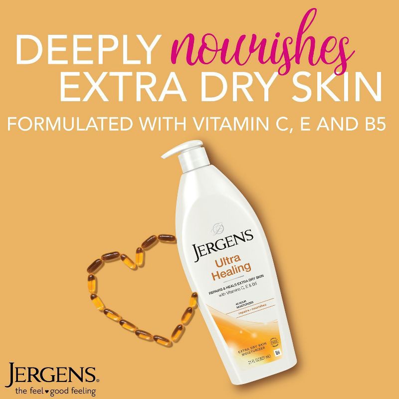 slide 3 of 7, Jergens Ultra Healing Body Lotion Moisturizer for Dry Skin with Vitamins C, E and B5 - 21 fl oz, 5 x 21 fl oz