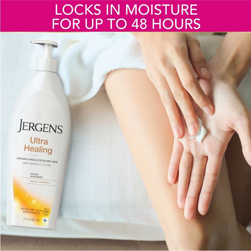 slide 7 of 9, Jergens Ultra Healing Hand and Body Lotion, Dry Skin Moisturizer with Vitamins C, E, and B5 Scented - 21 fl oz, 21 fl oz