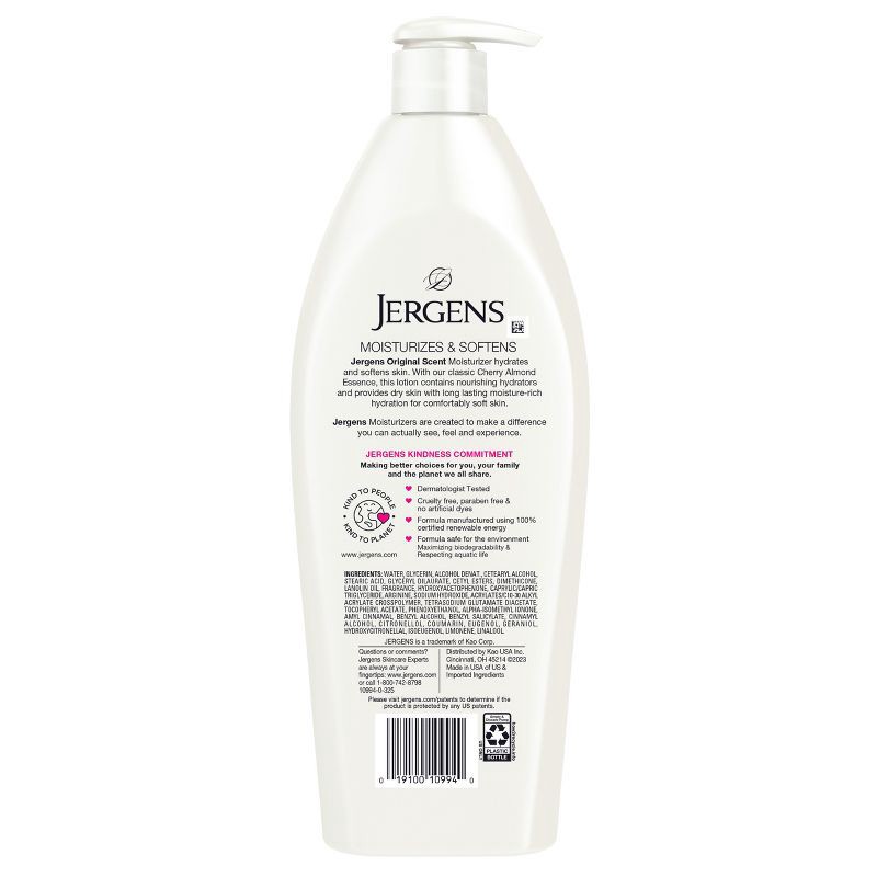 slide 2 of 10, Jergens Original Scent with Cherry Almond Essence Dry Skin Moisturizer, Long Lasting Hydration - 21 fl oz, 21 fl oz