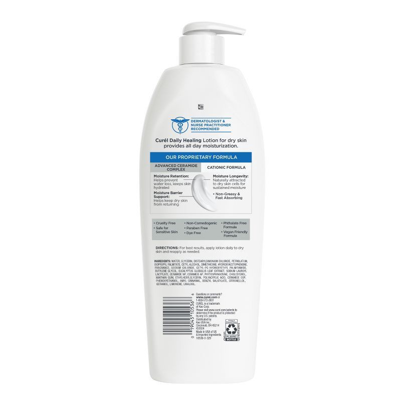 slide 2 of 10, Curel Daily Healing Hand and Body Lotion For Dry Skin, Advanced Ceramides Complex, All Skin Types Scented - 20 fl oz, 20 fl oz