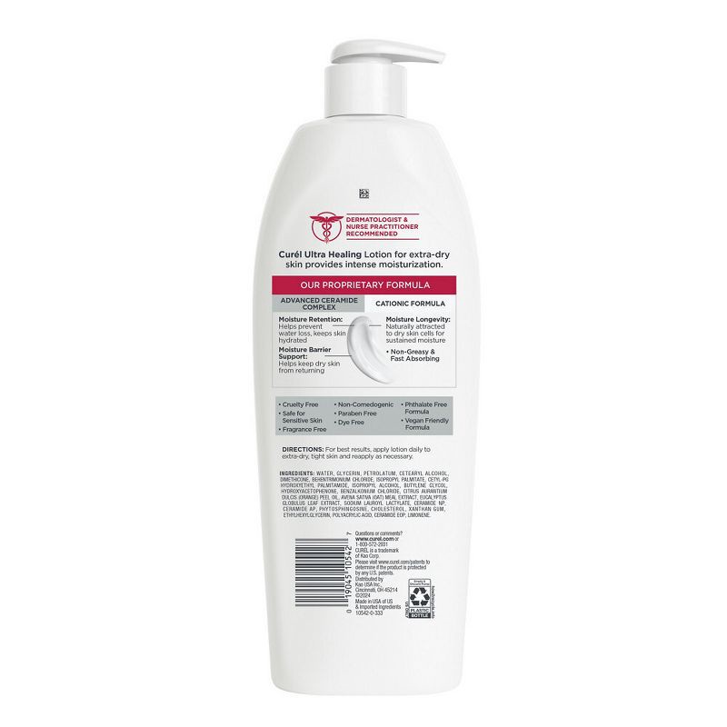 slide 2 of 10, Curel Ultra Healing Hand and Body Lotion, Moisturizer For Dry Skin, Advanced Ceramide Complex Unscented - 20 fl oz, 20 fl oz