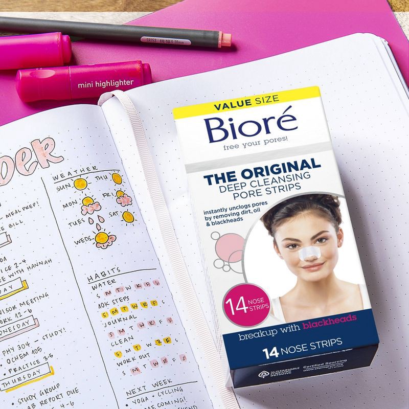 slide 2 of 9, Biore Deep Cleansing Pore Strips, Blackhead Remover, Nose Strips For Deep Pore Cleansing, Oil-Free - 14ct, 14 ct