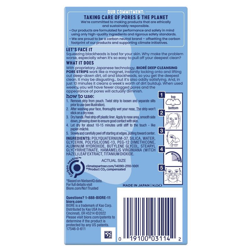 slide 2 of 9, Biore Deep Cleansing Pore Strips, Blackhead Remover, Nose Strips For Deep Pore Cleansing, Oil-Free - 14ct, 14 ct