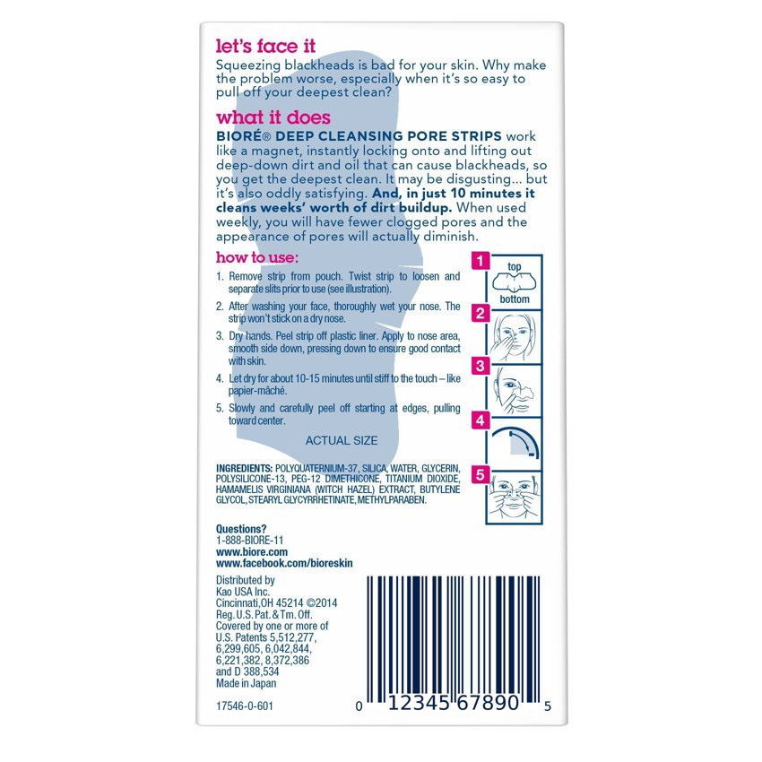 slide 3 of 6, Biore Deep Cleansing Pore Strips, Blackhead Remover, Nose Strips For Deep Pore Cleansing, Oil-Free - 14ct, 14 ct