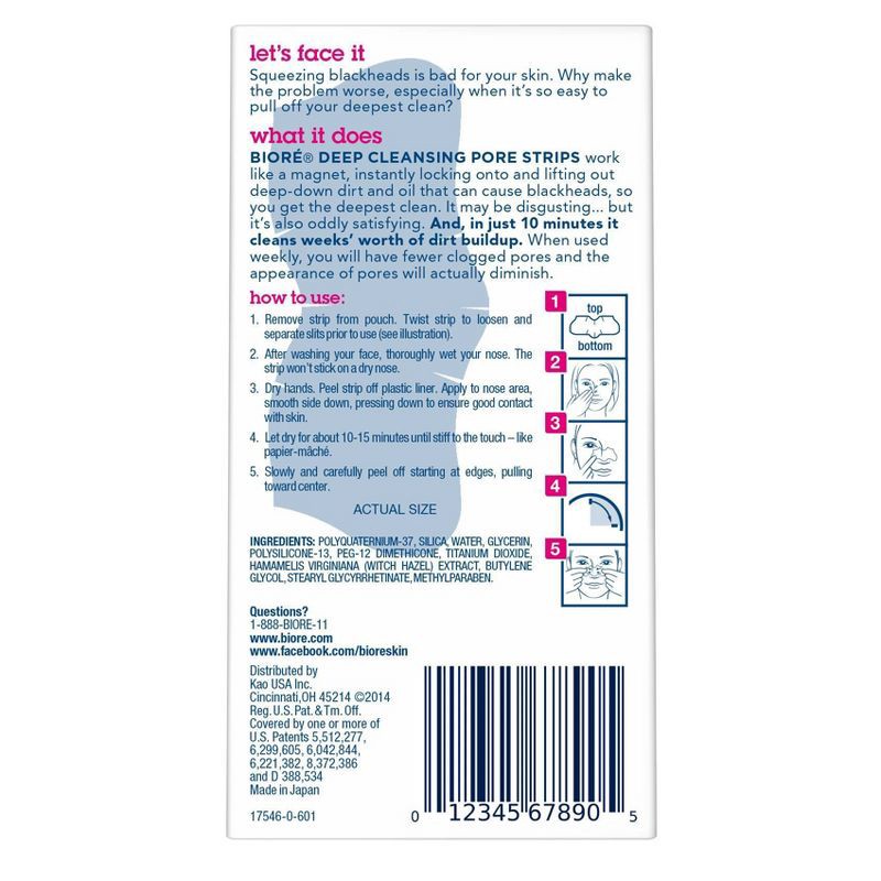 slide 4 of 9, Biore Deep Cleansing Pore Strips, Blackhead Remover, Nose Strips For Deep Pore Cleansing, Oil-Free - 14ct, 14 ct