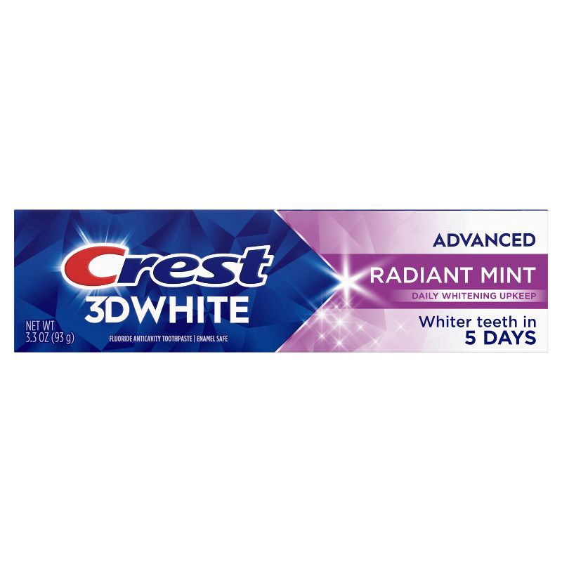 slide 9 of 11, Crest 3D White Advanced Teeth Whitening Toothpaste - Radiant Mint - 3.3 oz, 3.3 oz