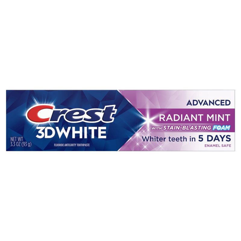 slide 12 of 15, Crest 3D White Advanced Teeth Whitening Toothpaste - Radiant Mint - 3.3 oz, 3.3 oz