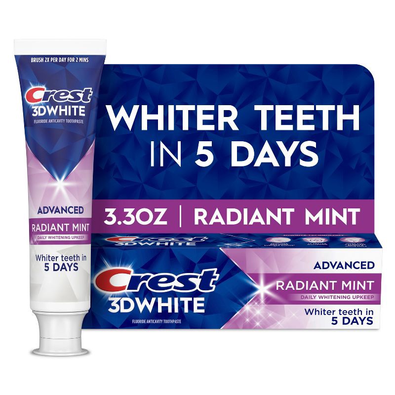 slide 2 of 11, Crest 3D White Advanced Teeth Whitening Toothpaste - Radiant Mint - 3.3 oz, 3.3 oz