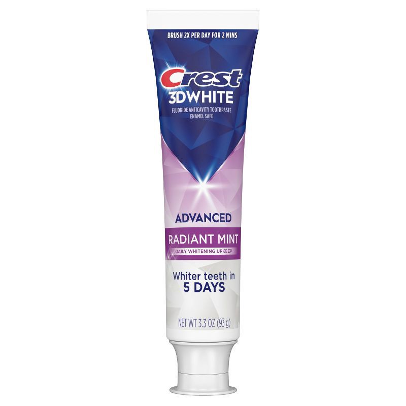 slide 1 of 11, Crest 3D White Advanced Teeth Whitening Toothpaste - Radiant Mint - 3.3 oz, 3.3 oz