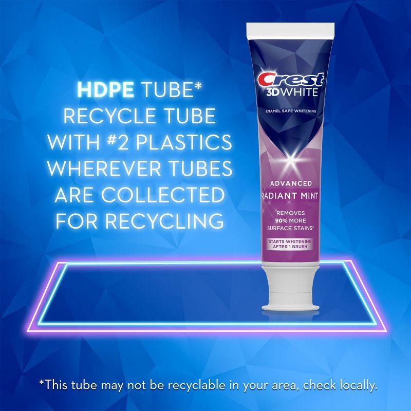 slide 9 of 10, Crest 3D White Advanced Teeth Whitening Toothpaste, Radiant Mint - 3.3 oz, 3.3 oz