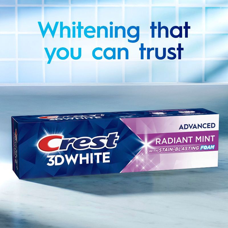 slide 9 of 15, Crest 3D White Advanced Teeth Whitening Toothpaste - Radiant Mint - 3.3 oz, 3.3 oz