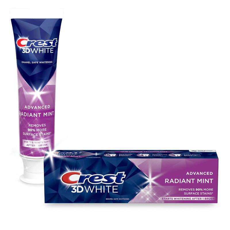 slide 1 of 10, Crest 3D White Advanced Teeth Whitening Toothpaste, Radiant Mint - 3.3 oz, 3.3 oz