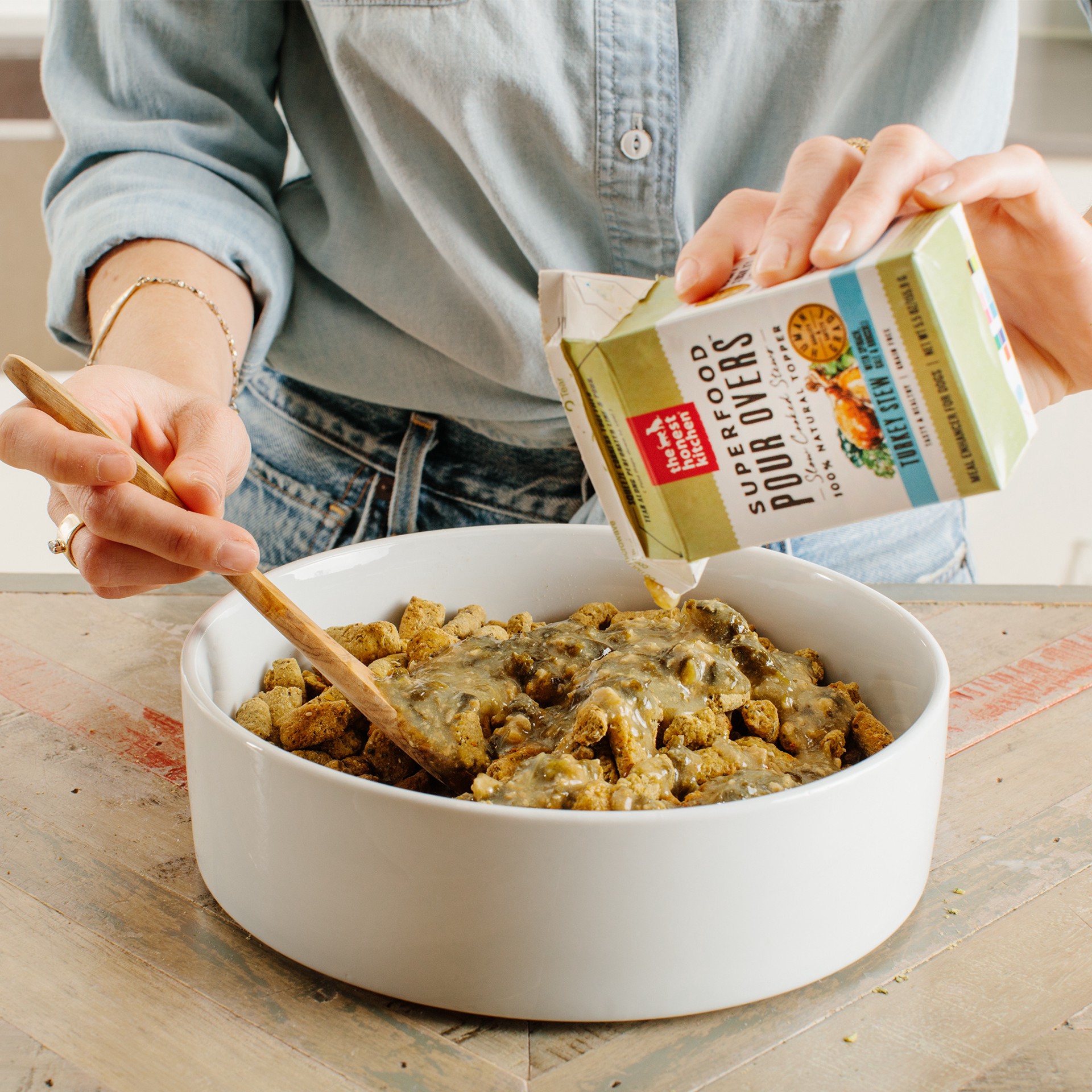 slide 6 of 8, The Honest Kitchen Superfood POUR OVERS™: Lamb & Beef Stew with Spinach, Kale, & Broccoli Dog Food Topper, 5.5 oz x1, 5.5 oz