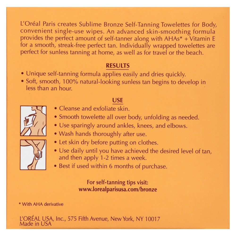 slide 5 of 5, L'Oreal Paris Sublime Bronze Self-Tanning Towelettes Medium Natural Tan - 6ct, 6 ct